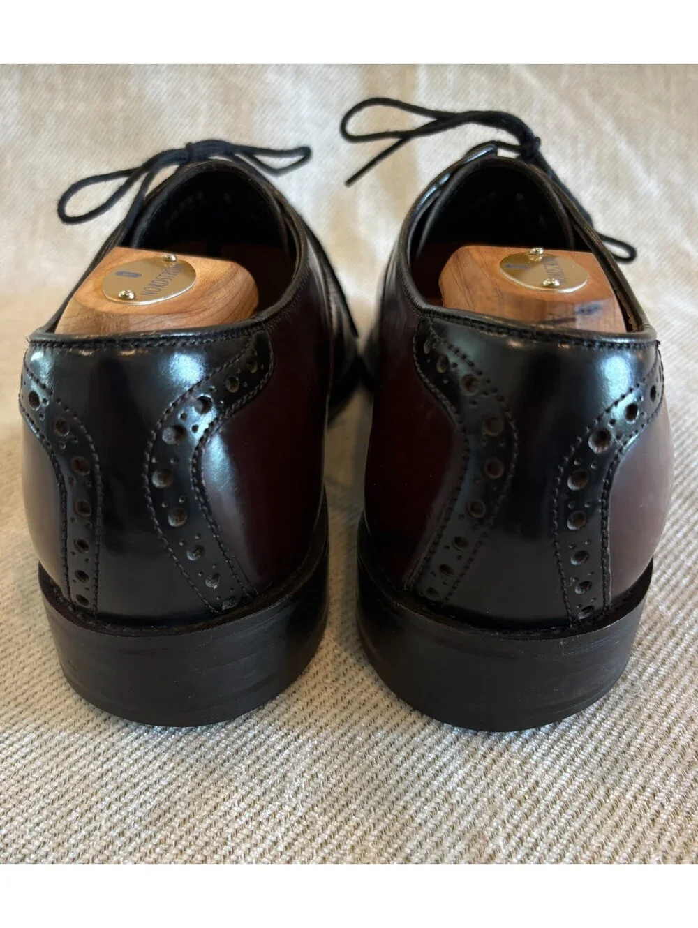 Florsheim Saddle Oxfords Burgundy Black Two Tone Leather Mens 8 D 20392